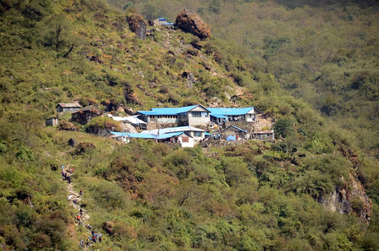 28 Climbing The Last Few Steps To Deurali On Trek To Annapurna Sanctuary 